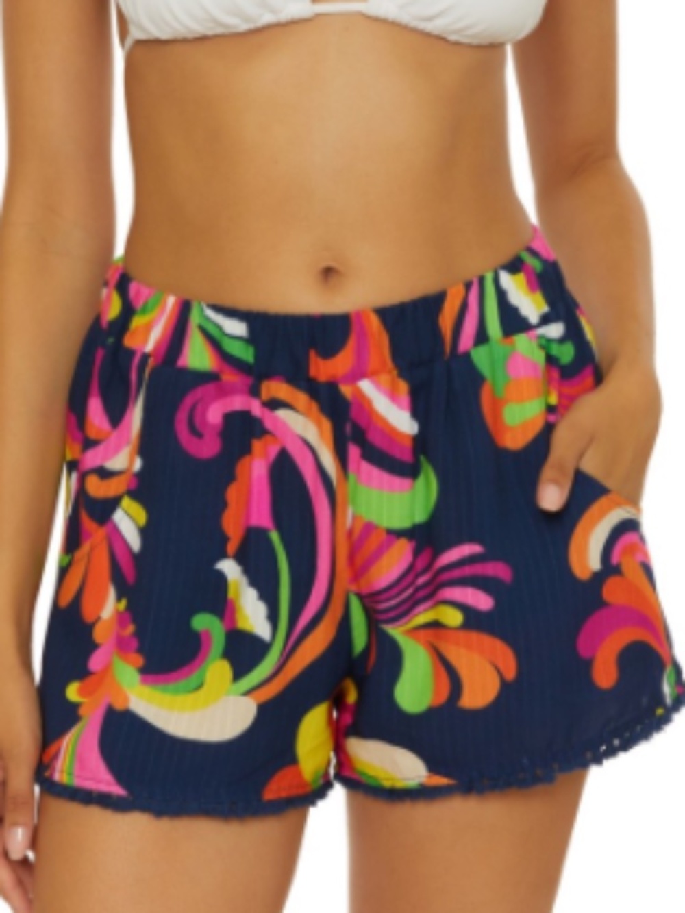 Trina Turk Women's Poolside Swirl Cover-up Rayon Shorts - Multi Size XS 12371